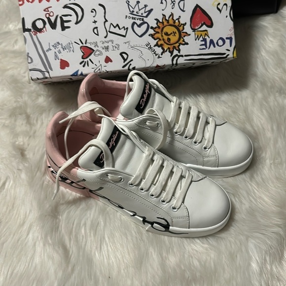 Dolce and Gabbana White and Pink Sneakers size 39 - Picture 2 of 8